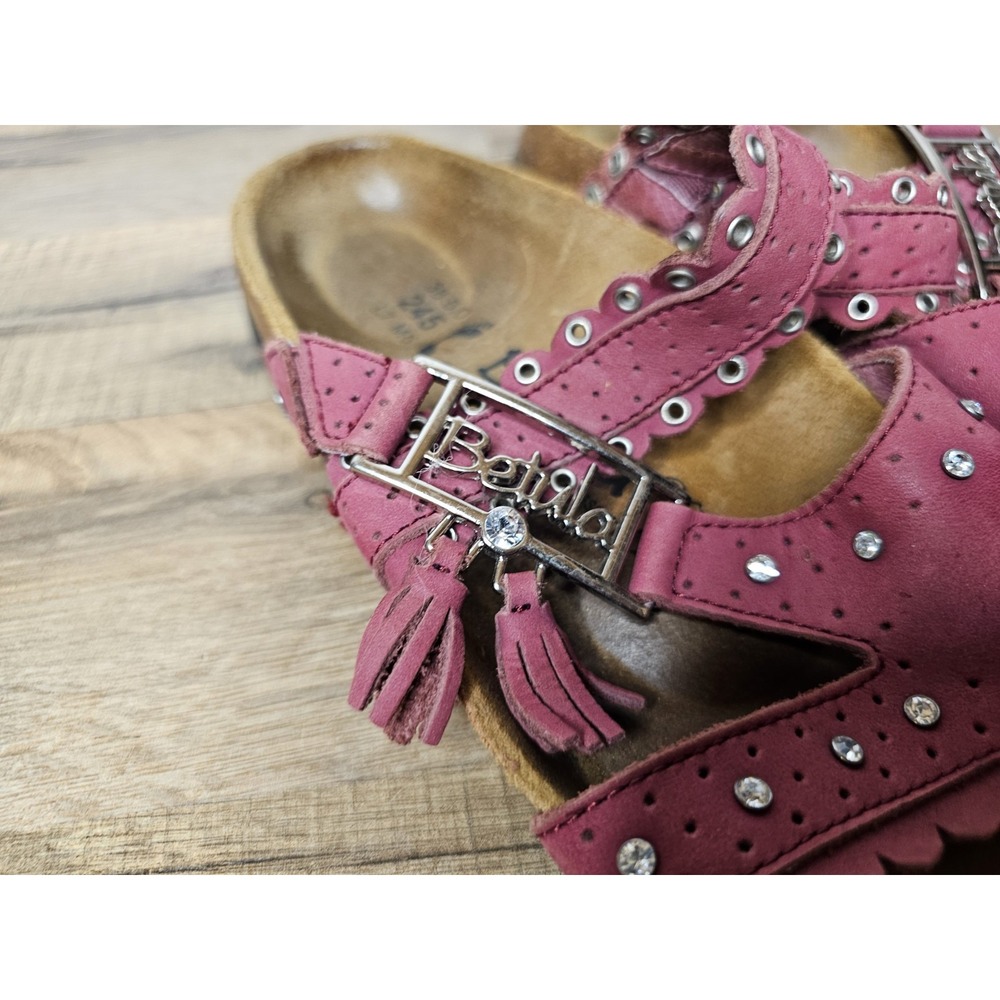Birkenstock Betula Krystle Sandal Pink Leather Slide Studded Shoes EU 38.5 US 7 - Picture 5 of 7